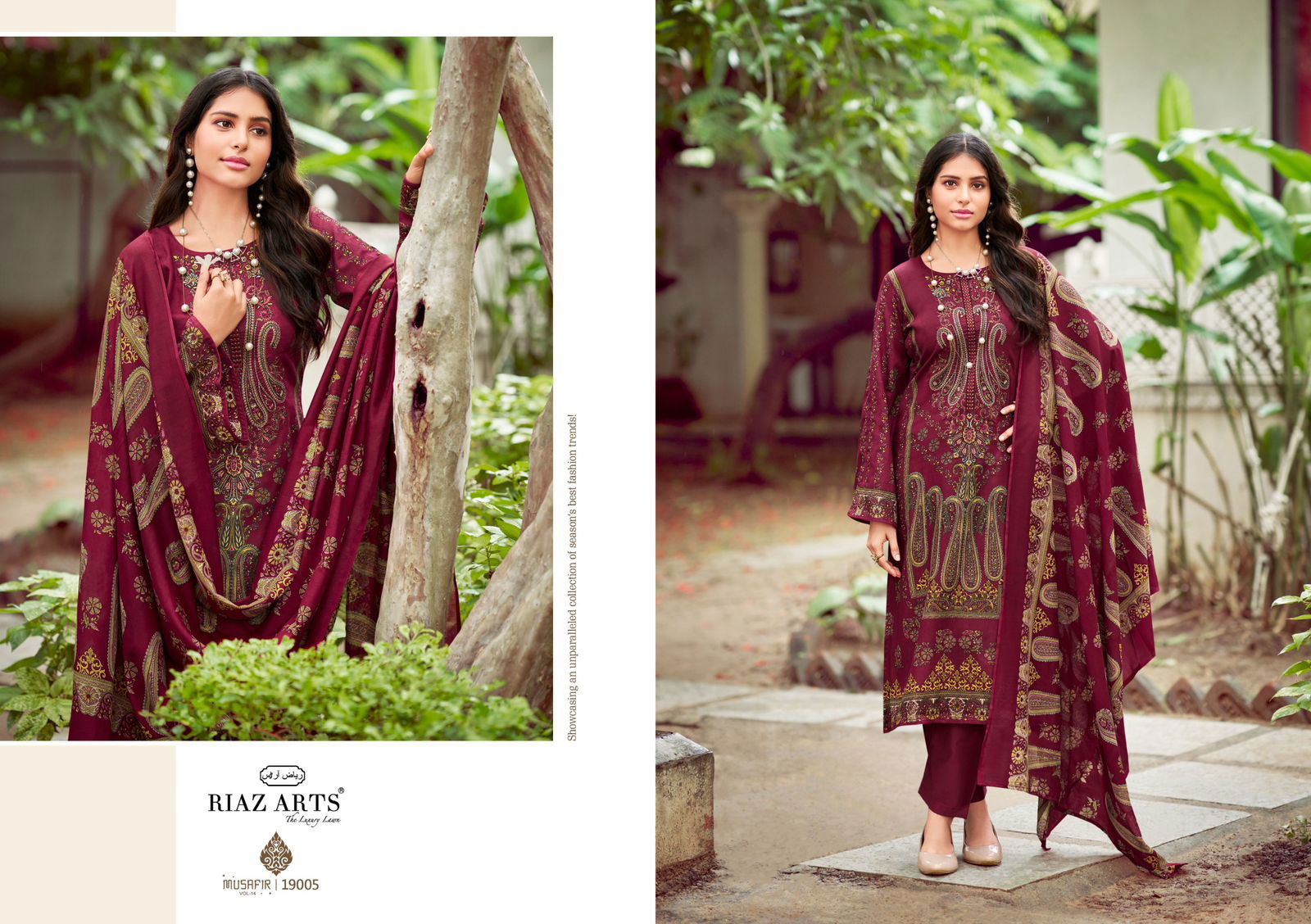 Musafir Vol 14 By Riaz Arts Pakistani Printed Dress Material Wholesale Price In Surat
